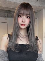 サロンドアイ(salon de i) 顔まわりロングレイヤー × シアーグレージュ