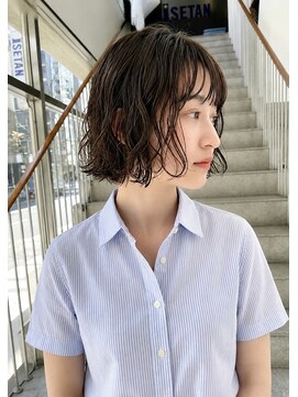 トリッカ 銀座(tricca) ボブパーマ/クセ毛風パーマ/ニュアンスパーマ/ブラウン/前髪