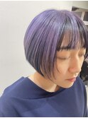 Goofy銀座/逆インナーカラー/ラベンダー/前髪ありショートボブ