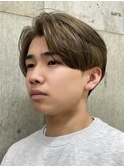 メンズブリーチカラーシースルーマッシュ韓国風センターパート