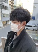 波巻きパーマ×メンズマッシュ
