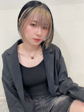 トルネード(TORNADO) 日韓ボブ インナーカラーボブ ホワイト 切りっぱなしボブ t105