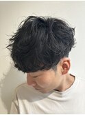 無造作ニュアンスシャドウパーマツーブロックメンズ