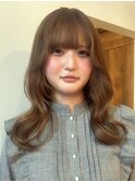 韓国レイヤー 顔周りカット 前髪 ミルクティーベージュ 10代20代