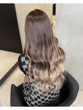 エクステでバレイヤージュ風