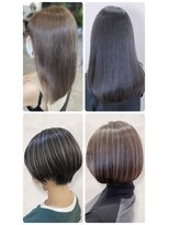 美容室フルール&nbsp;透明感♪髪質改善カラー内巻きショートボブ小顔艶感