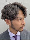 メンズ刈り上げセンターパート波巻きスパイラルパーマ茅ヶ崎