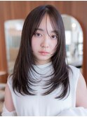 20代30代大人かわいい小顔くびれレイヤーカット黒髪前髪韓国風