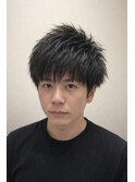 メンズ　マッシュ　束感ショート　理容室