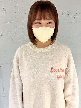 ラミエ バイ メルト 吉祥寺(lamie by melt) "久保田"大人ボブ前下がりボブぱつっと前髪オレンジブラウン