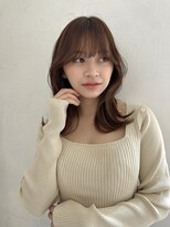 ジョエミバイアンアミ(joemi by Un ami) Unami　韓国くびれミディアム　シースルーバング　外ハネパーマ 