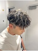 前下がりマッシュメンズパーマメッシュツーブロック