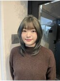 Twiceモモ風ハッシュカット&オリーブカラー