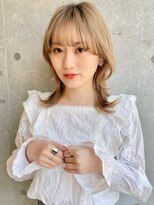 アッシュ 笹塚店(Ash)&nbsp;ミニウルフ/くすみブルー/イヤリングカラー/韓国ヘア[U24/笹塚]