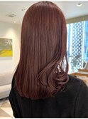 カッパーブラウン春カラーピンクヘアーミディアムレイヤー銀座