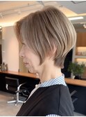 表参道髪質改善カラーミディアムボブアッシュグレージュ50代60代
