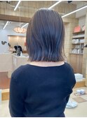 ブリーチなし切りっぱなしボブミディアムレイヤーボブ夏カラー