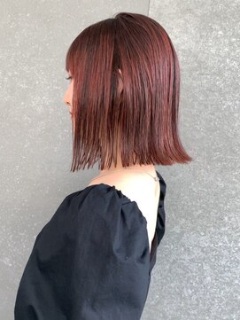 ロンド 表参道店(Lond) ハイライト　オレンジカラー　切りっぱなしボブ