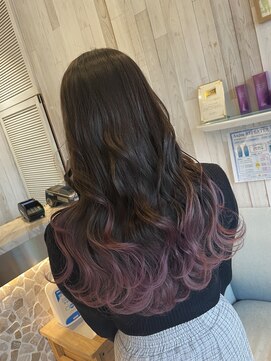 ラグーン(LAGOON) グラデーションカラー/ピンクパープル/ダブルカラー/前髪