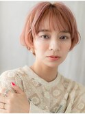 透明感アプリコットオレンジ小顔フェザーショートY川口20代30代