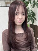 顔周りレイヤーカットアディクシーカラーグレージュ韓国風堺東