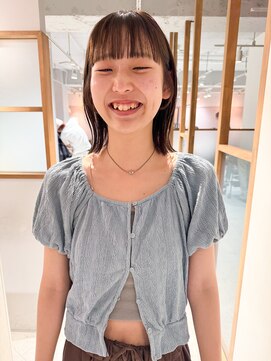 ラミエ バイ メルト 吉祥寺(lamie by melt) 久保田)切りっぱなしカットワイドバング秋カラーマロンブラウン