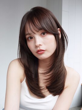 アルバム 池袋(ALBUM) ロンググレージュ暗めカラー韓国ヘア顔周りレイヤー_F21132