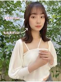 くびれミディ 外ハネ 顔まわりカット 前髪カット　大人ガーリー