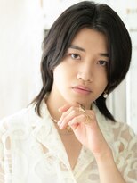 グルーミングサロン バーバー キャッスル 北浦和西口(Grooming salon Barber Castle)&nbsp;アッシュブラックでナチュラルなミディアムウルフE北浦和