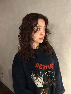 海外風パーマ/ハードパーマ/レッドブラウン