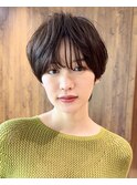 ショートヘアショートボブ丸みショート分け目無しショート