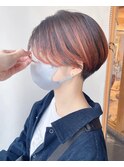【morio 原宿】マッシュショート　刈り上げ　オレンジハイライト