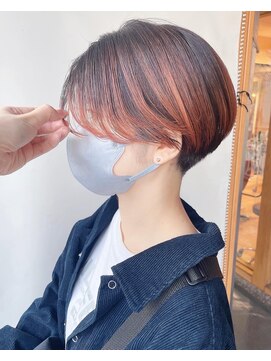 モリオフロムロンドン 原宿本店(morio from London) 【morio 原宿】マッシュショート　刈り上げ　オレンジハイライト