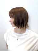 大人ショートボブ外ハネ内巻き前髪あり丸顔面長エラ張り K0911