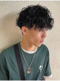 ツイストスパイラルメンズマッシュツーブロックパーマ