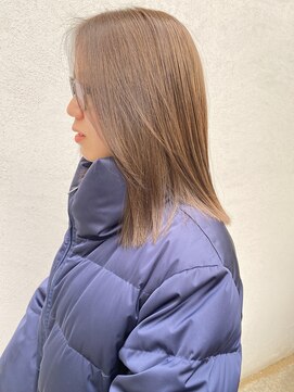 フェンヘアーアイス 中目黒(Fen.hair ici) 外ハネくびれミディ/イヤリングカラー/ミルクティーベージュ