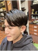 MEN'Sメンズツーブロックセンターパートマッシュスタイル