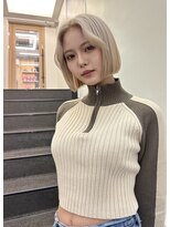 リノショアーズ 元町店(RINOSHORES)&nbsp;大人可愛い♪ミニボブワイドバングハイトーンカラーブリーチ