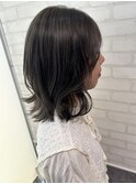 グレージュ/外ハネミディアム/くびれ巻き/韓国/熊本美容室