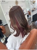 おしゃれインナー艶カラーゆるふわ外ハネミディスタイル