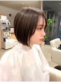 小顔見せショートベージュカラーブリーチしない透明感カラー
