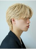 ニュアンスパーマダウンパーマ金髪韓国マッシュフェザーパーマ