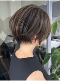 くびれショートボブ40代50代グレイカラー白髪染め白髪ぼかし