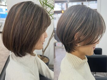 ゲイン(Gain)の写真/大人女性特有の髪のお悩みに合わせたショートカット×白髪ぼかしが人気◇覚王山/本山/今池からも多数ご来店