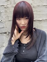 カルテ(QUARTE)&nbsp;ブリーチ無しWカラー　顔まわりレイヤー　ダークレッド