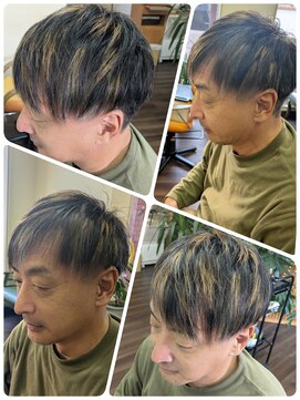 クリア 美容室 金メッシュハイライト☆アシメトリ