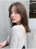 くびれミディアムレイヤー顔周りカットレイヤーカット韓国ヘア
