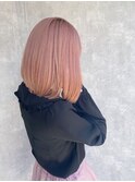 ピンクベージュミルクティーベージュブリーチカラーダブルカラー