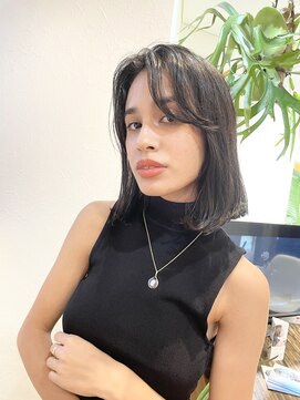 ノラキチジョウジ(NORA KICHIJOJI) #切りっぱなしボブ#黒髪#流し前髪#抜け感ヘア