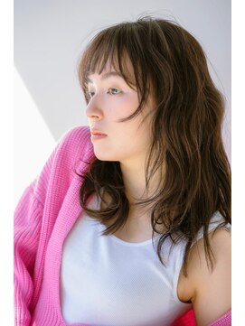 フレイムスヘアーアンドリラックス 西川口店 大人可愛いボブルフショコラベージュカールベビーバング